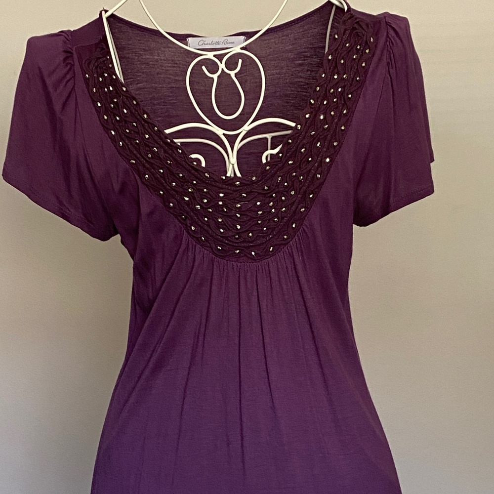 Vintage Y2K T-Shirt w/Beaded Embellishment, Size S